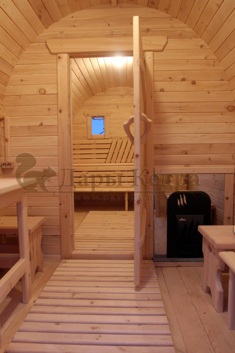 Баня-бочка буханка из кедра 3 метра