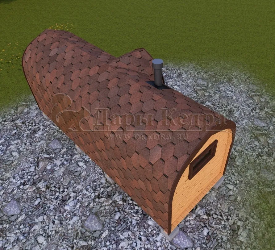 Баня «Викинг» из кедра 6х2,2 метра с боковым входом