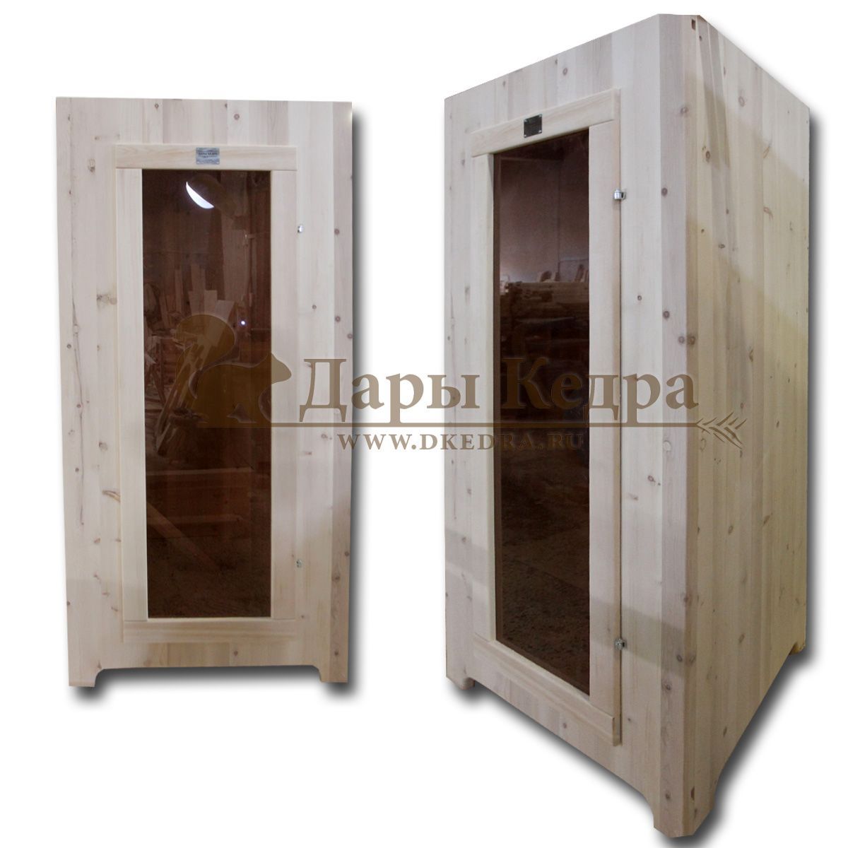 Деревянная угловая душевая кабина из кедра